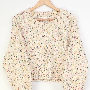 Lulus Sweetest Treat Cream Multi Confetti Chenille Knit Sweater Size S/Small